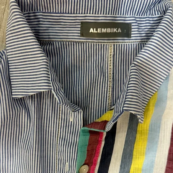 Alembika Patchwork Stripe Dress M Oversized Colorblock Art Teacher Chic Like New - Picture 6 of 8